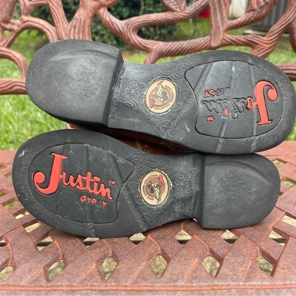 Justin gypsy cowgirl collection pink & brown round toe leather western boots - Picture 7 of 10